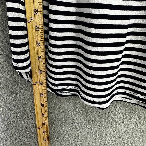Chicos Striped Knit Tunic Top Womens 1 Medium Black White 1/4 Zip Comfort NWT - Picture 6 of 9